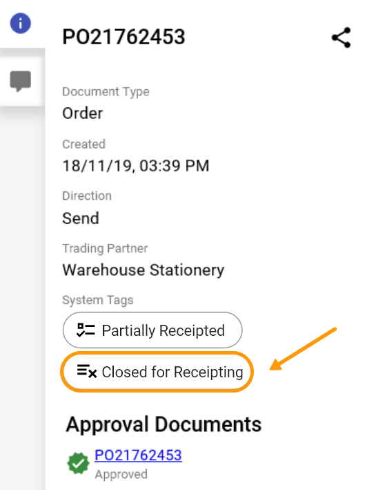 New System tag showing Closed for Receipting