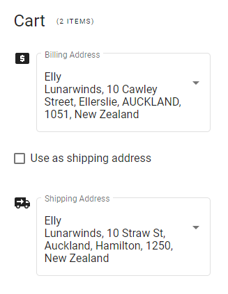 Deliver address in the cart