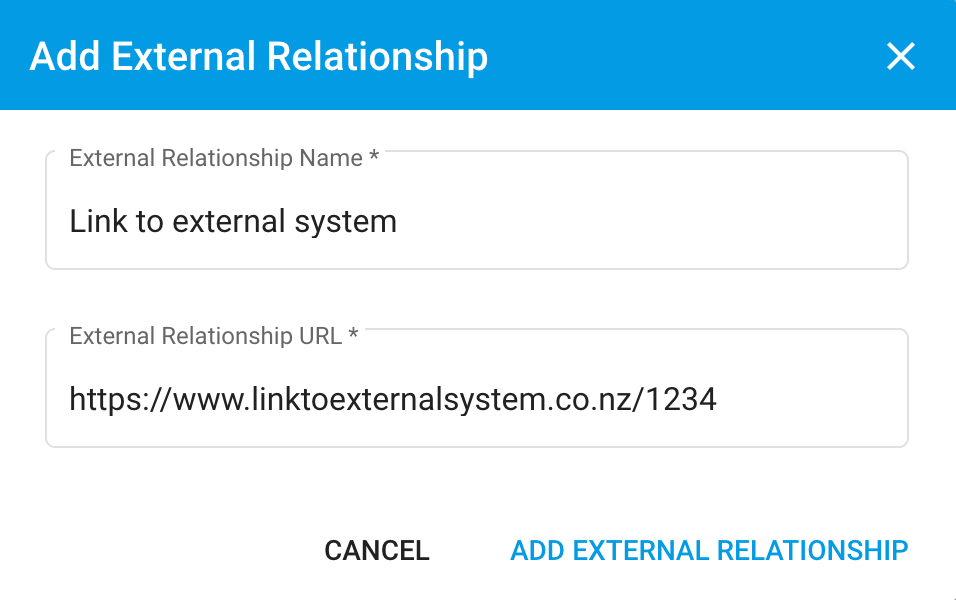 Add External Relationship
