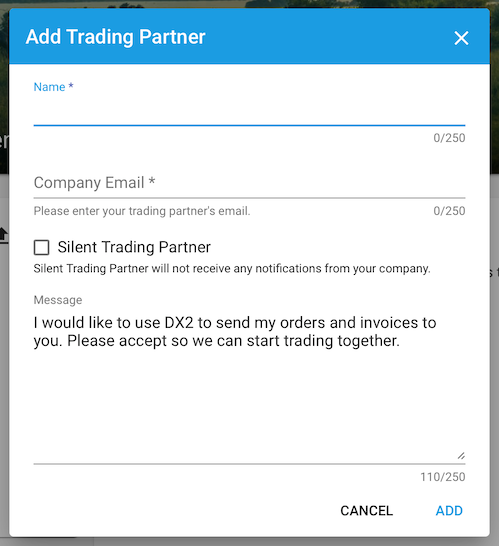 Add Trading Partner Dialog