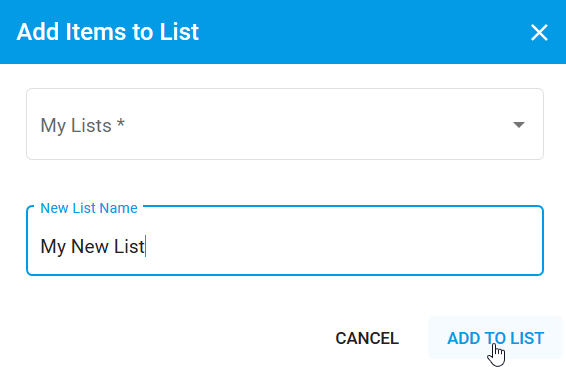 Add Items to New List