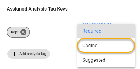 Assigned Analysis Tag keys
