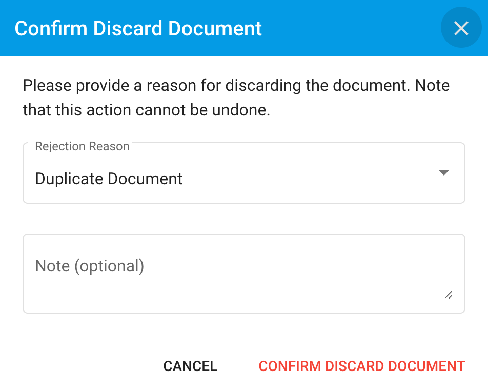 Approvals Mobile - Discard Modal