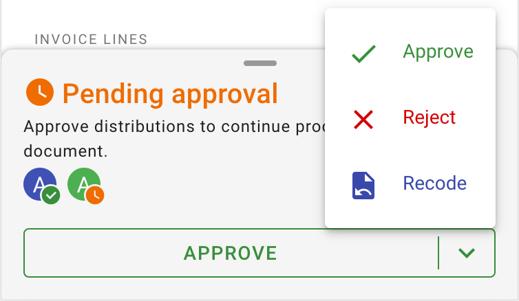 Approvals Mobile - Pending Approval Options