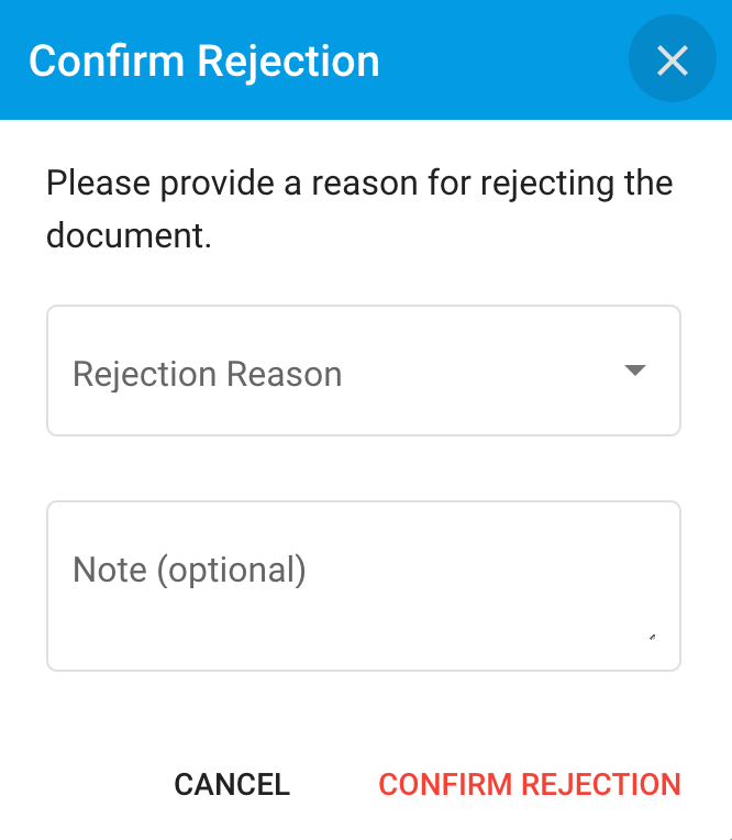 Approvals Mobile - Reject Modal