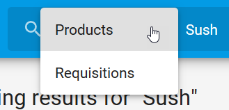 Toggle between searching for Products and Requisitions