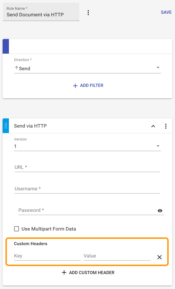 Rule for sending document via HTTP 