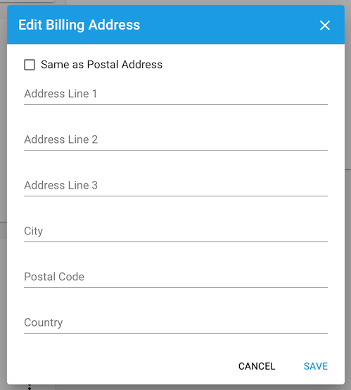 Billing address dialog manual