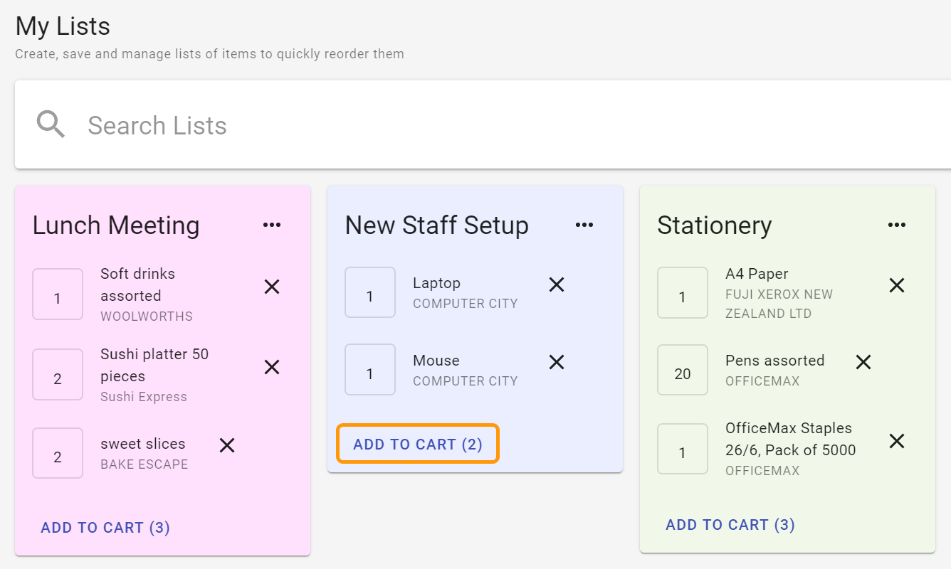 Create Requisition from List