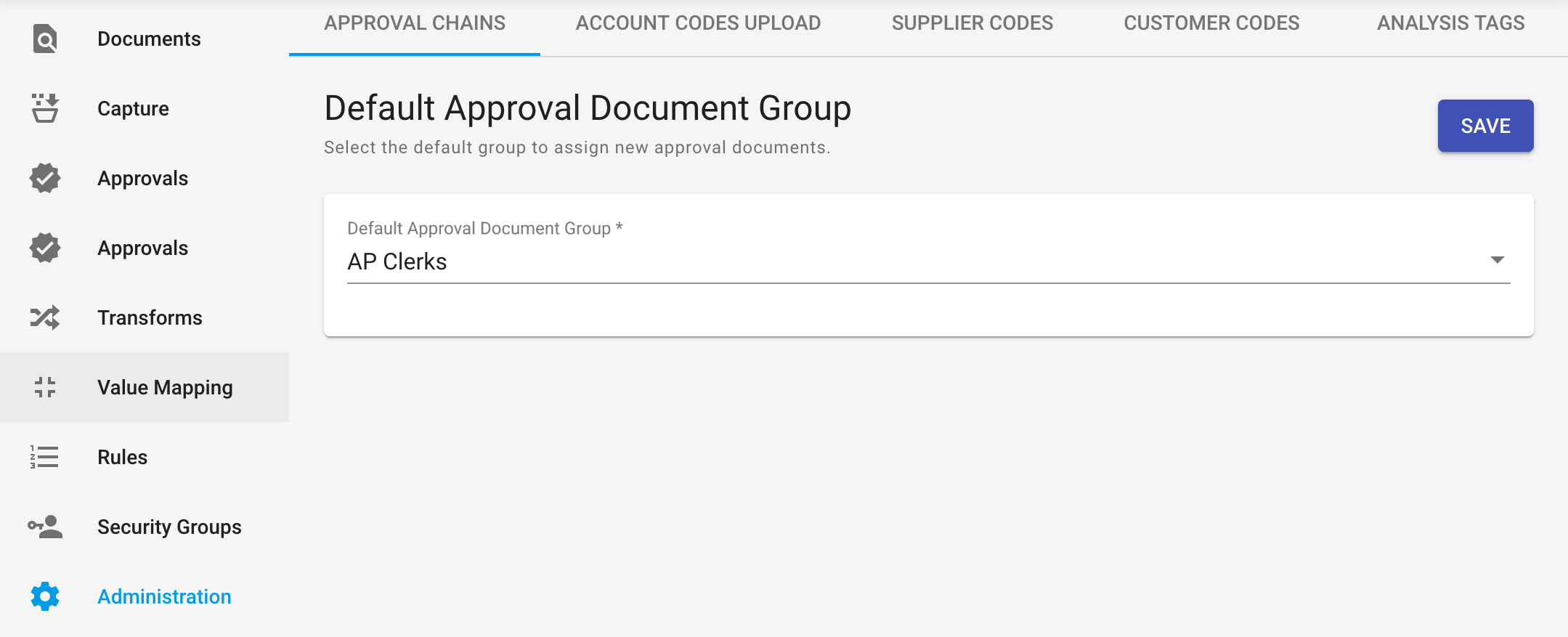 Default Approval Document Group
