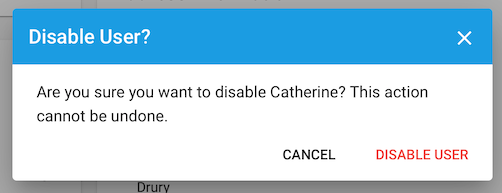 Disable User dialog