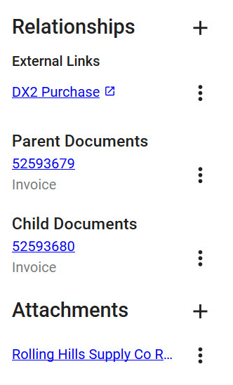 Document Information panel links