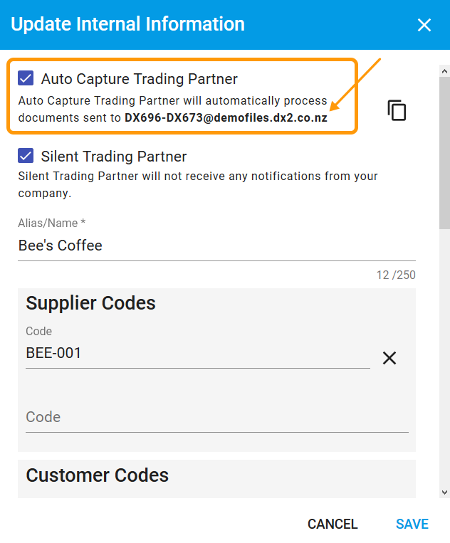 Auto Capture setting in User's internal info.