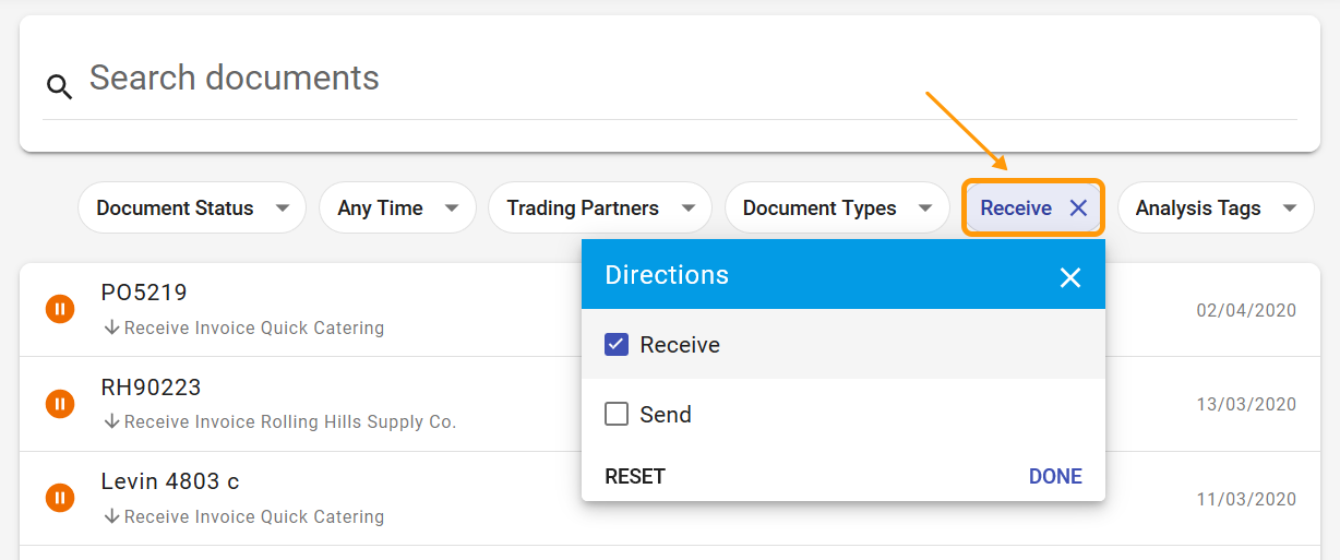 New Directions filter in to filter out your documents.