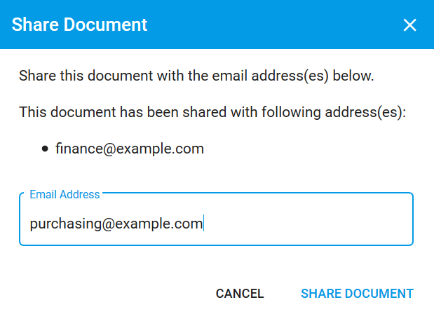 Modal for Sharing a Document