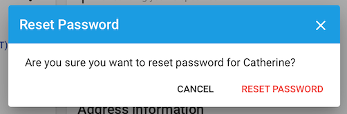 Password reset dialog