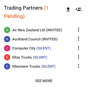 Trading Partner list