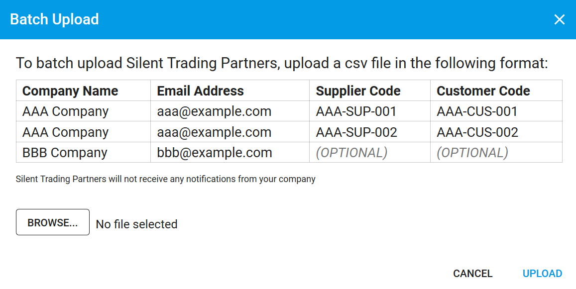 Trading Partners Batch Upload