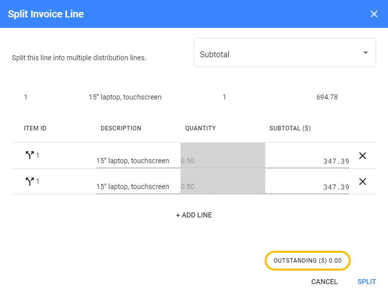 Page showing distribution tab